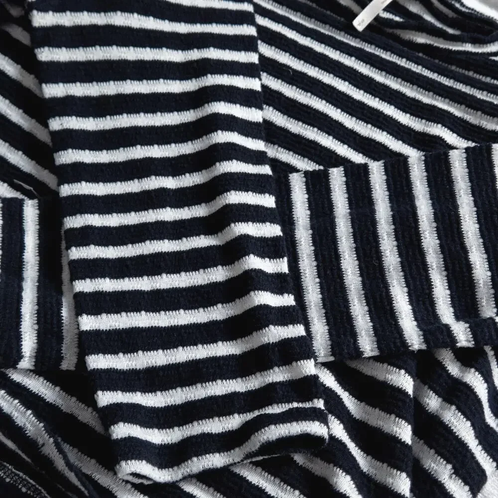 Free People Cropped Striped Knit Top Small Black White Nautical Preppy - Picture 5 of 7